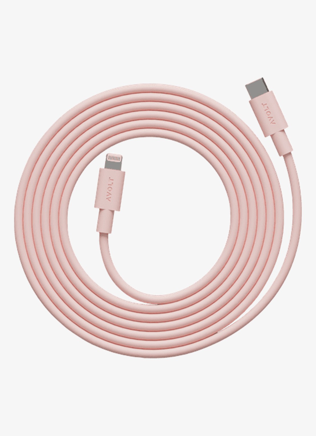Avolt USB-C to Lightning oplaadkabel 60W - 2 meter - voorkant 2 roze