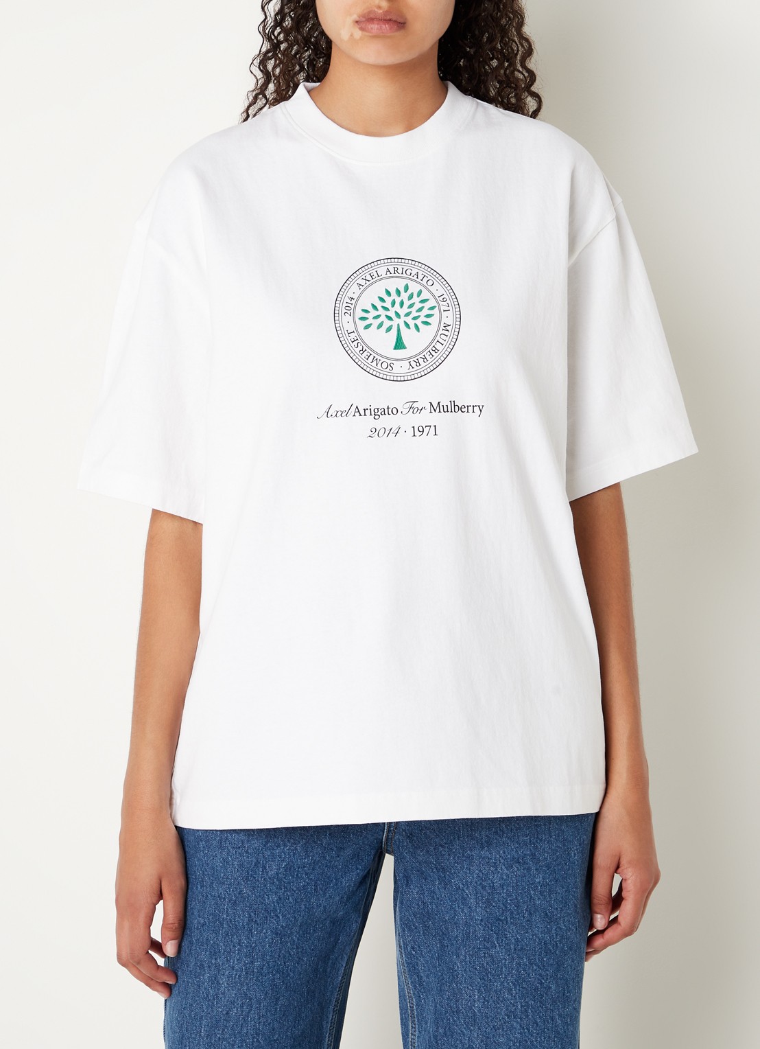 Axel Arigato AA x Mulberry Box Fit T-shirt met logo - unisex - detail 3 wit