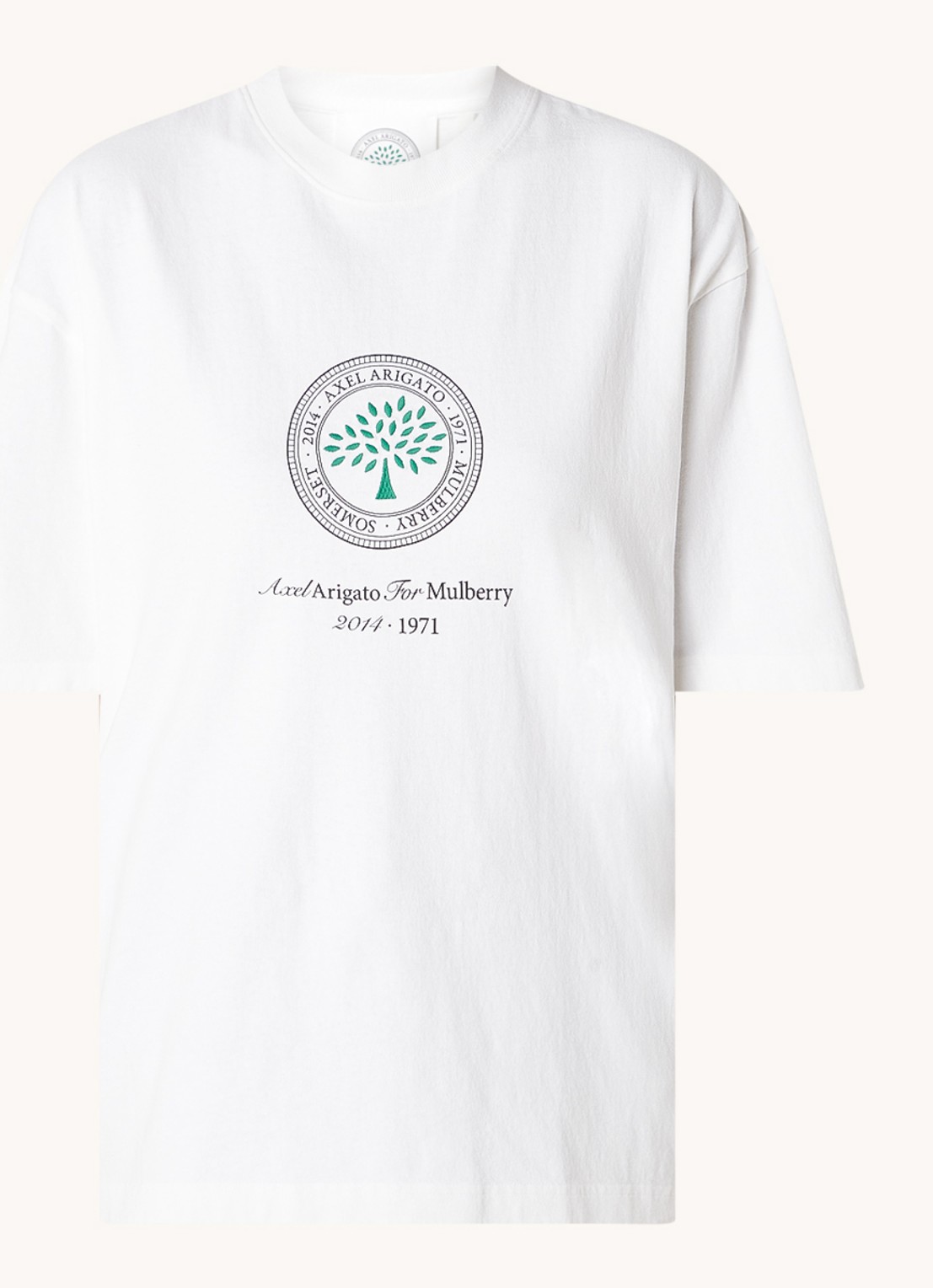 Axel Arigato AA x Mulberry Box Fit T-shirt met logo - unisex - voorkant 5 wit
