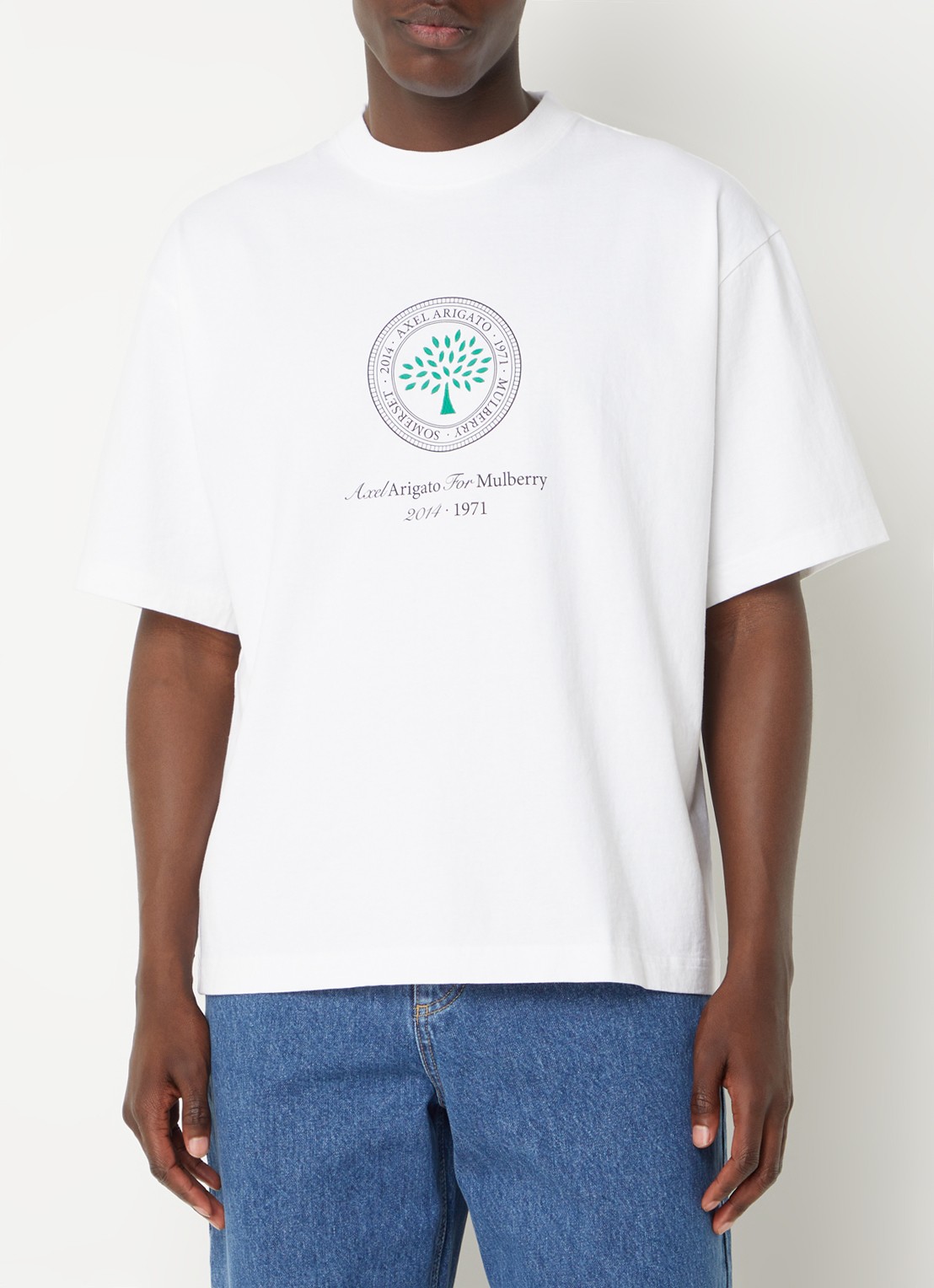 Axel Arigato AA x Mulberry Box Fit T-shirt met logo - unisex - detail 4 wit