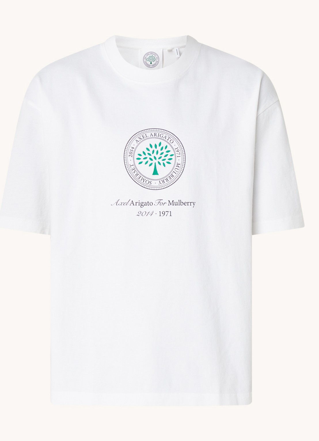 Axel Arigato AA x Mulberry Box Fit T-shirt met logo - unisex - voorkant 7 wit