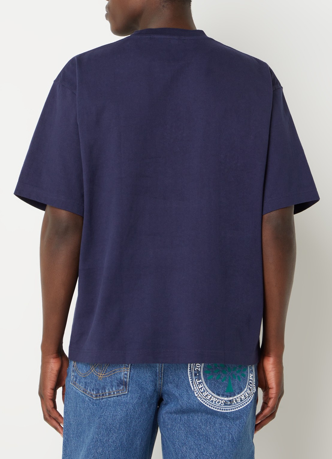 Axel Arigato AA x Mulberry Box Fit T-shirt met logo - unisex - achterkant 7 donkerblauw