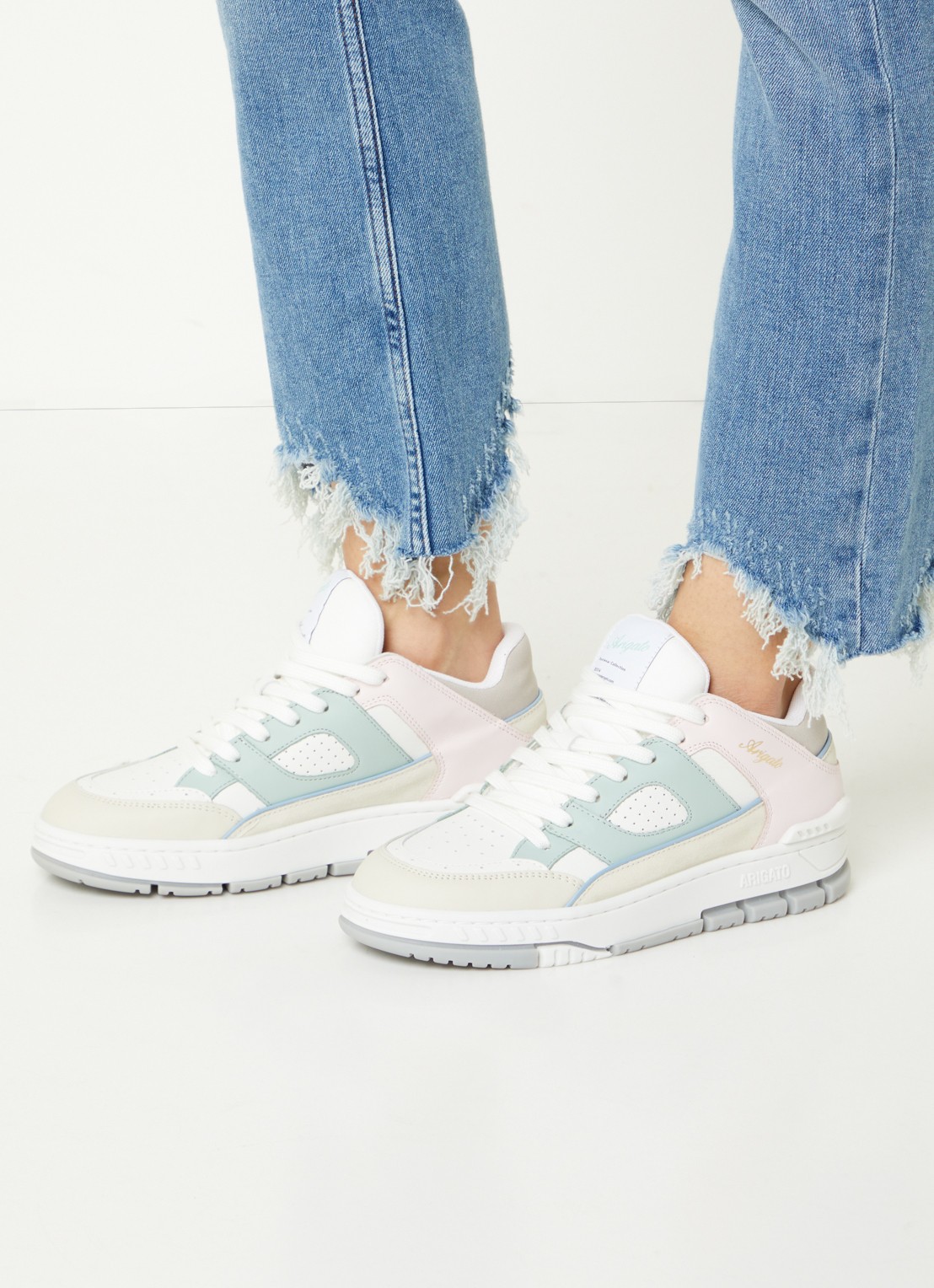 Axel Arigato Area Lo sneaker van leer  - voorkant 2 zeegroen