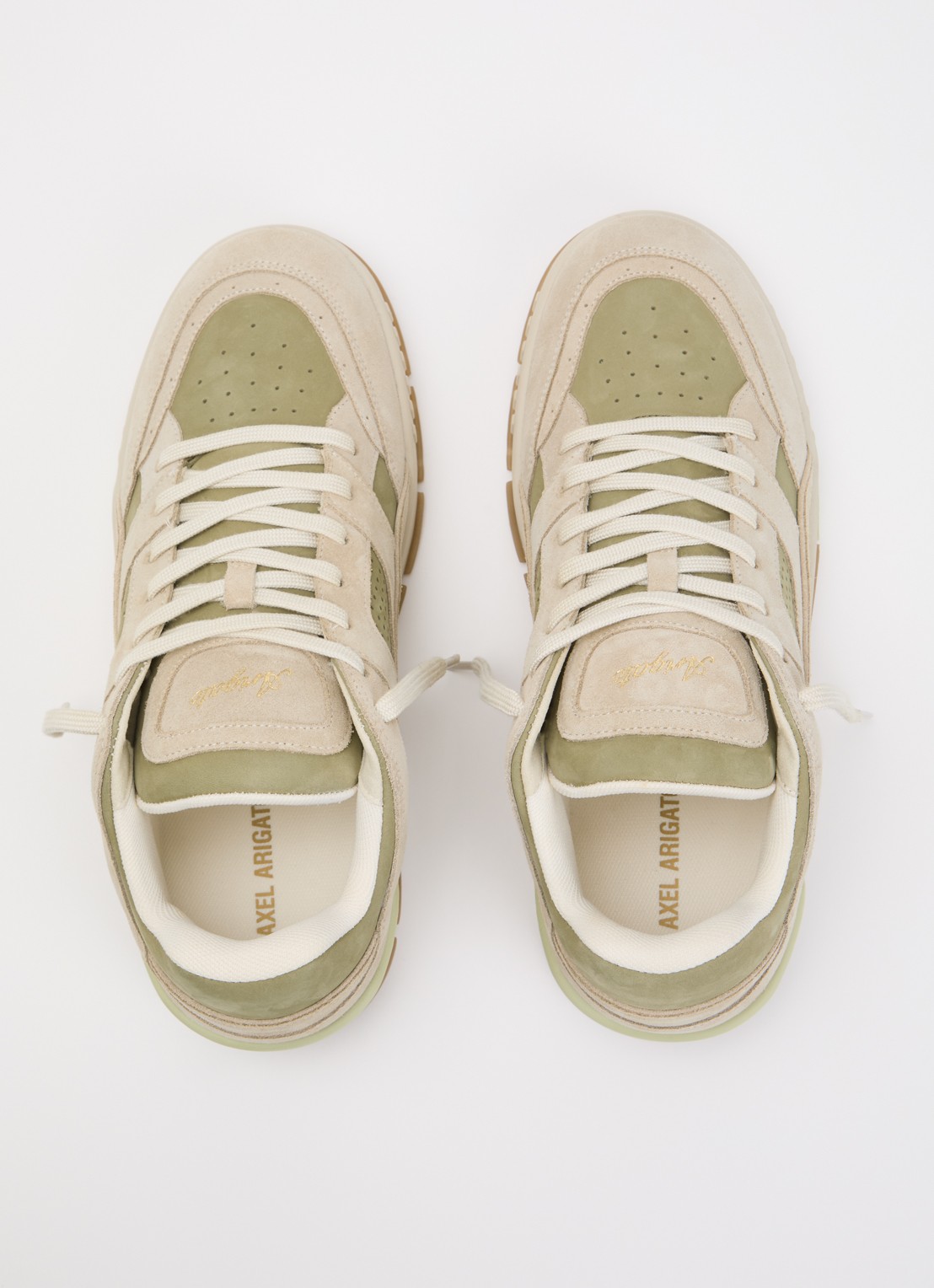 Axel Arigato Area Lo sneaker van suède met details van nubuck - detail 3 lindegroen