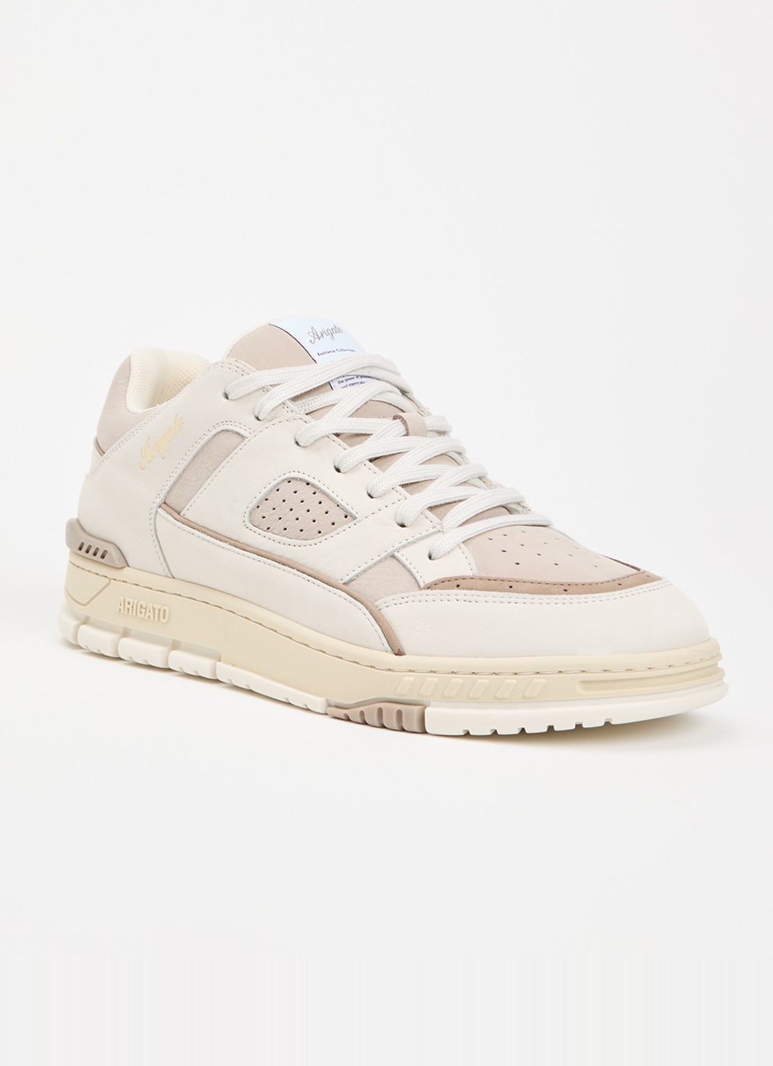 Axel Arigato Area Lo sneaker van suède met leren details - voorkant lichtgrijs