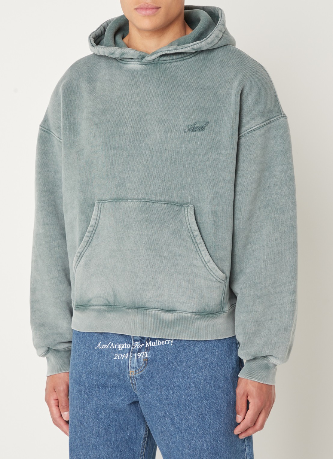 Axel Arigato Basket oversized hoodie met logoborduring  - detail 4 mint