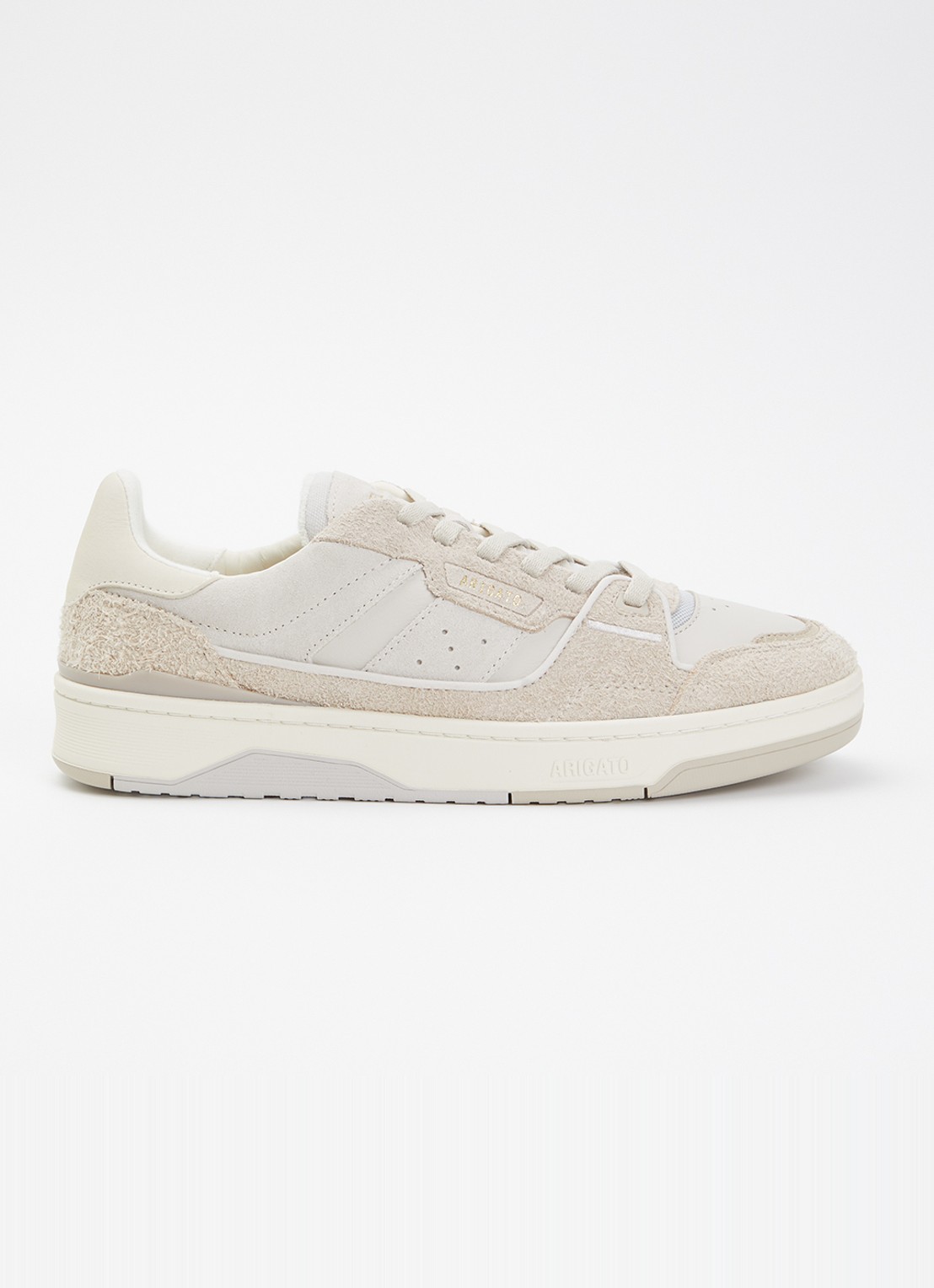 Axel Arigato Clay sneaker van leer met suède details - voorkant 2 donkerbeige
