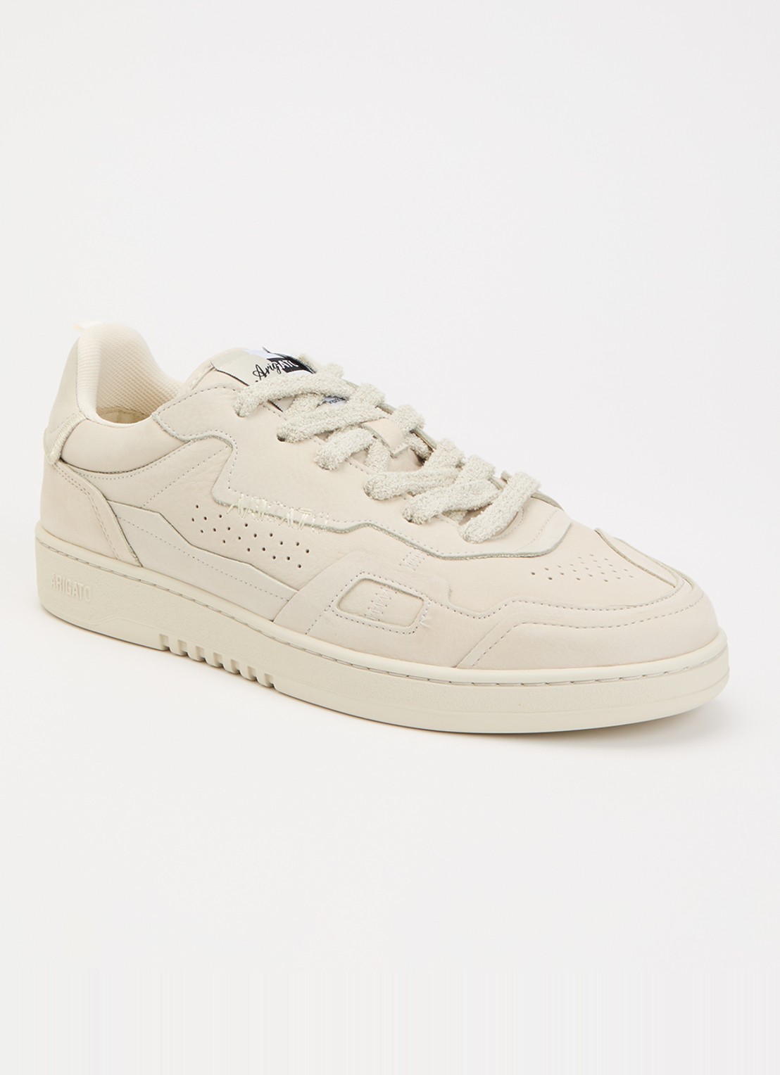 Axel Arigato Dice Patchwork sneaker van nubuck met logo - voorkant beige