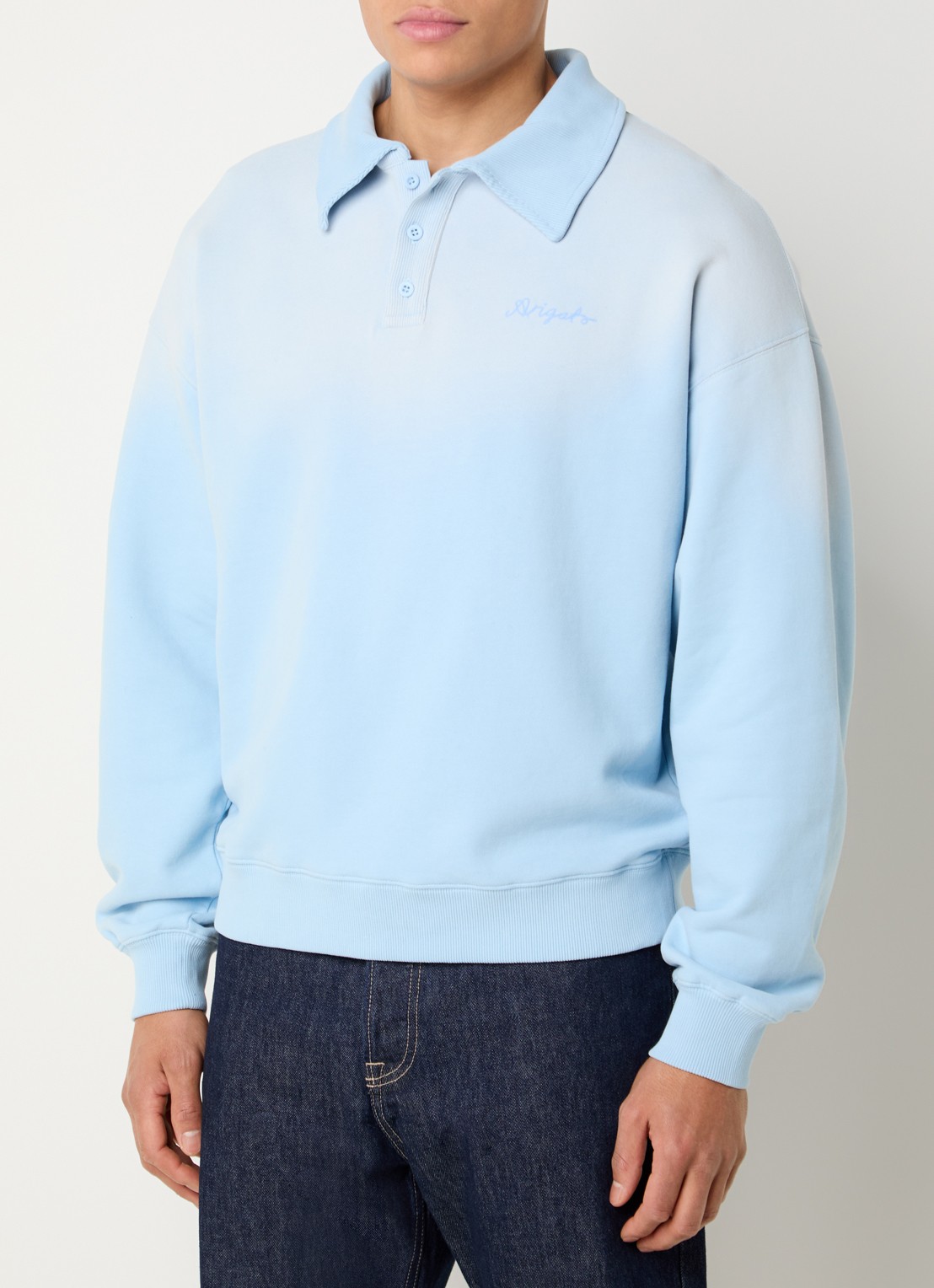 Axel Arigato Maze sweater met logoborduring - detail 2 lichtblauw