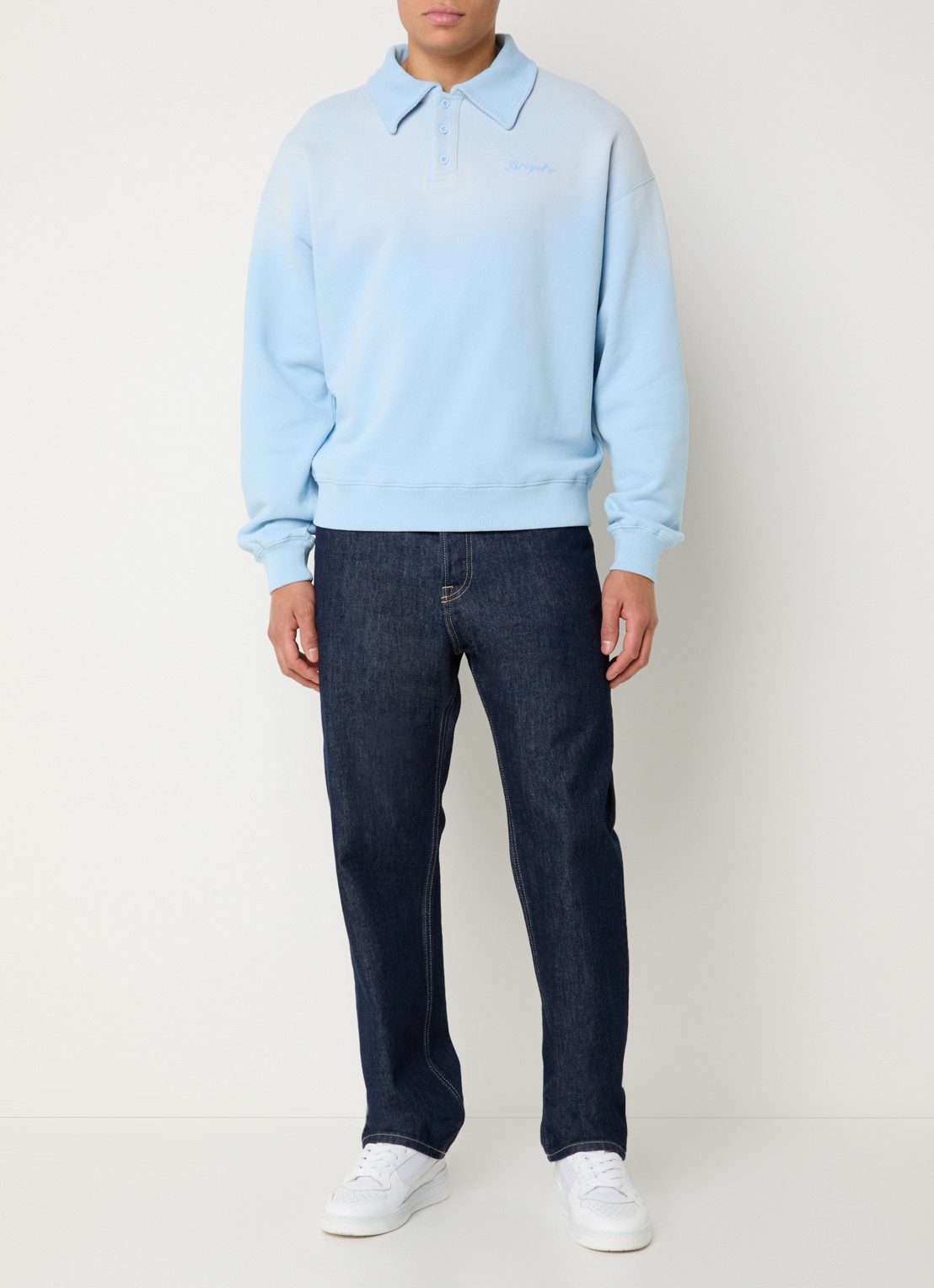Axel Arigato Maze sweater met logoborduring - voorkant 4 lichtblauw