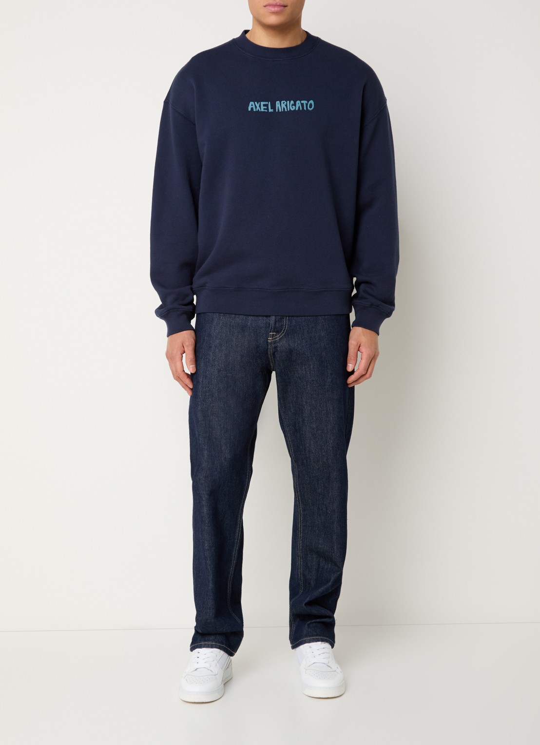 Axel Arigato Norton sweater met logo - voorkant 3 donkerblauw
