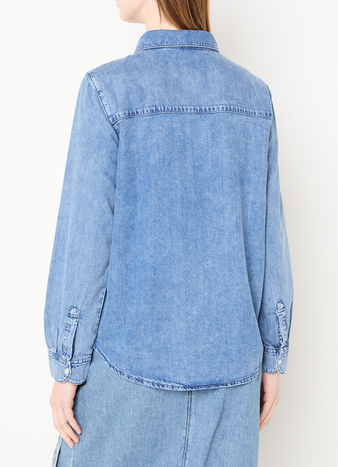ba&sh Adali blouse van denim  - achterkant 2 blauw