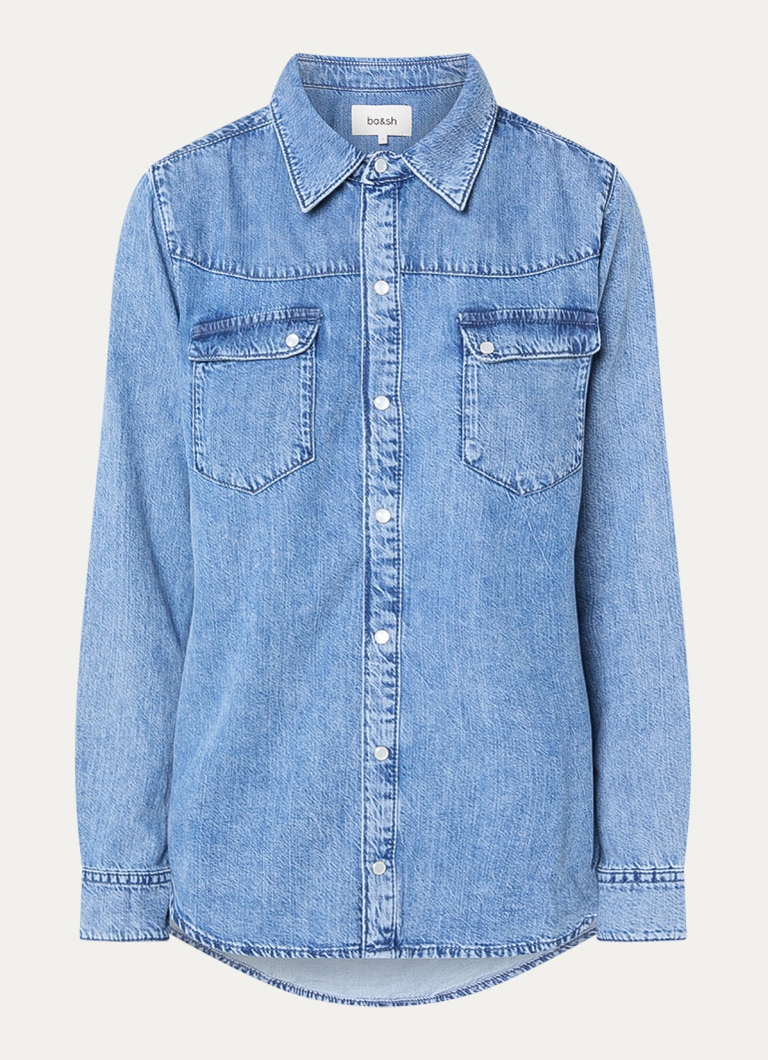 ba&sh Adali blouse van denim  - voorkant 3 blauw