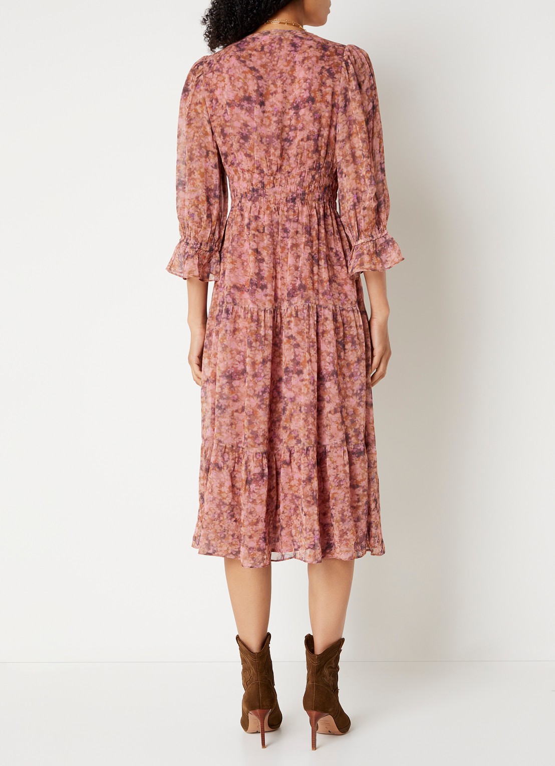 ba&sh Aema maxi tuniekjurk met print - achterkant 3 roze