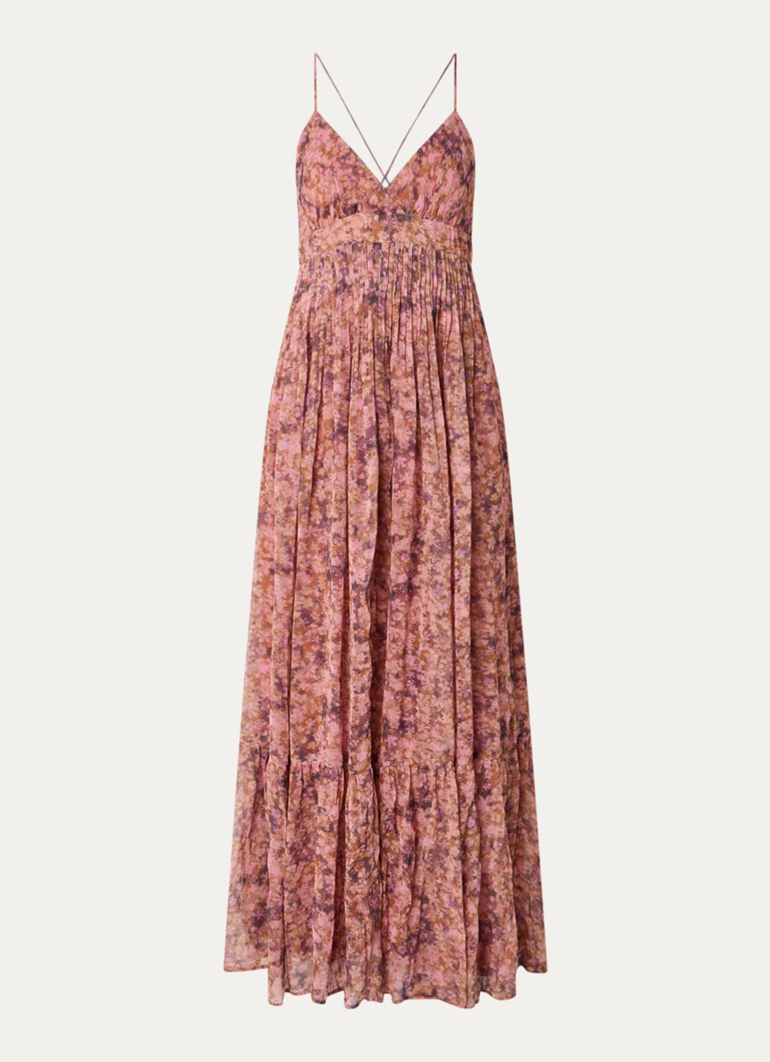 ba&sh Agnes maxi jurk met bloemenprint - voorkant 3 oudroze