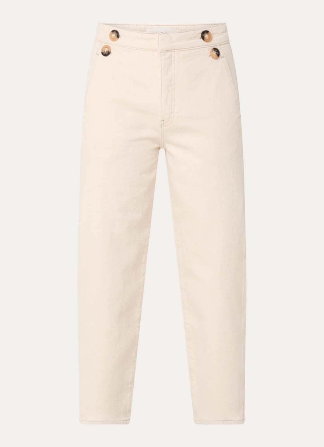 ba&sh Aimmer high waist cropped slim fit jeans met gekleurde wassing - voorkant creme