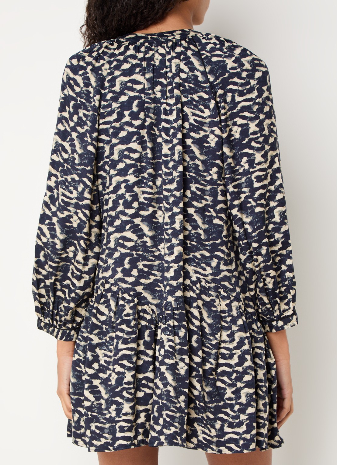 ba&sh Aisha mini tuniekjurk met print - achterkant 4 donkerblauw