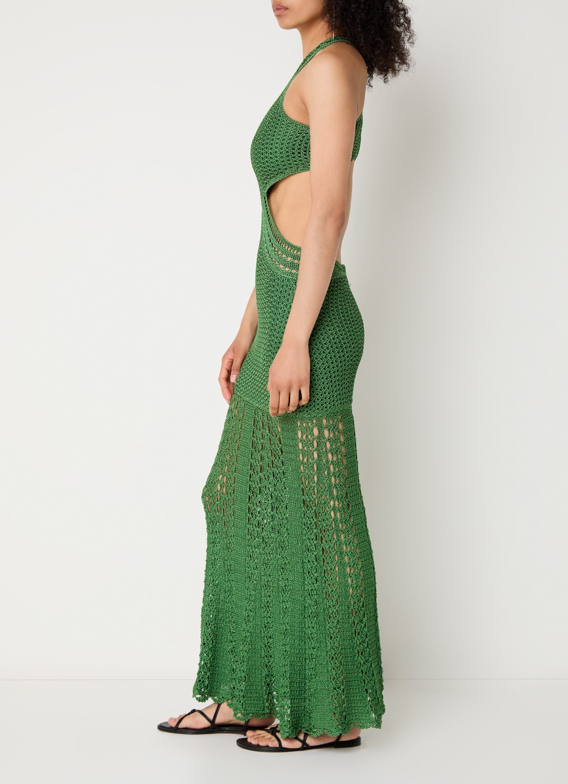 ba&sh Alaga maxi halterjurk met cut-out detail - voorkant 3 groen