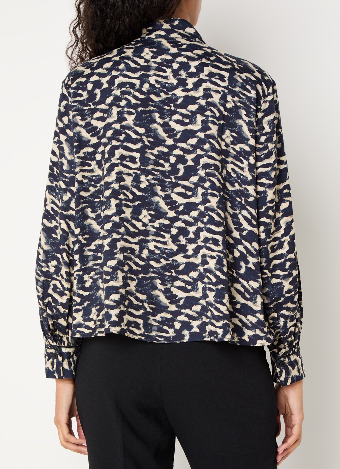 ba&sh Alejandro tuniek met print - achterkant 3 donkerblauw