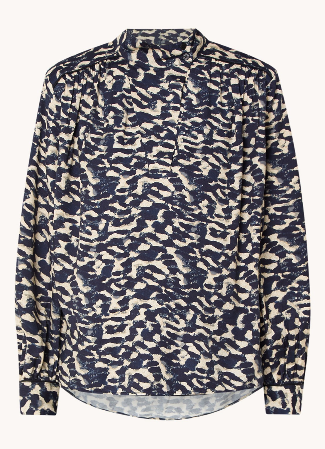 ba&sh Alejandro tuniek met print - voorkant donkerblauw