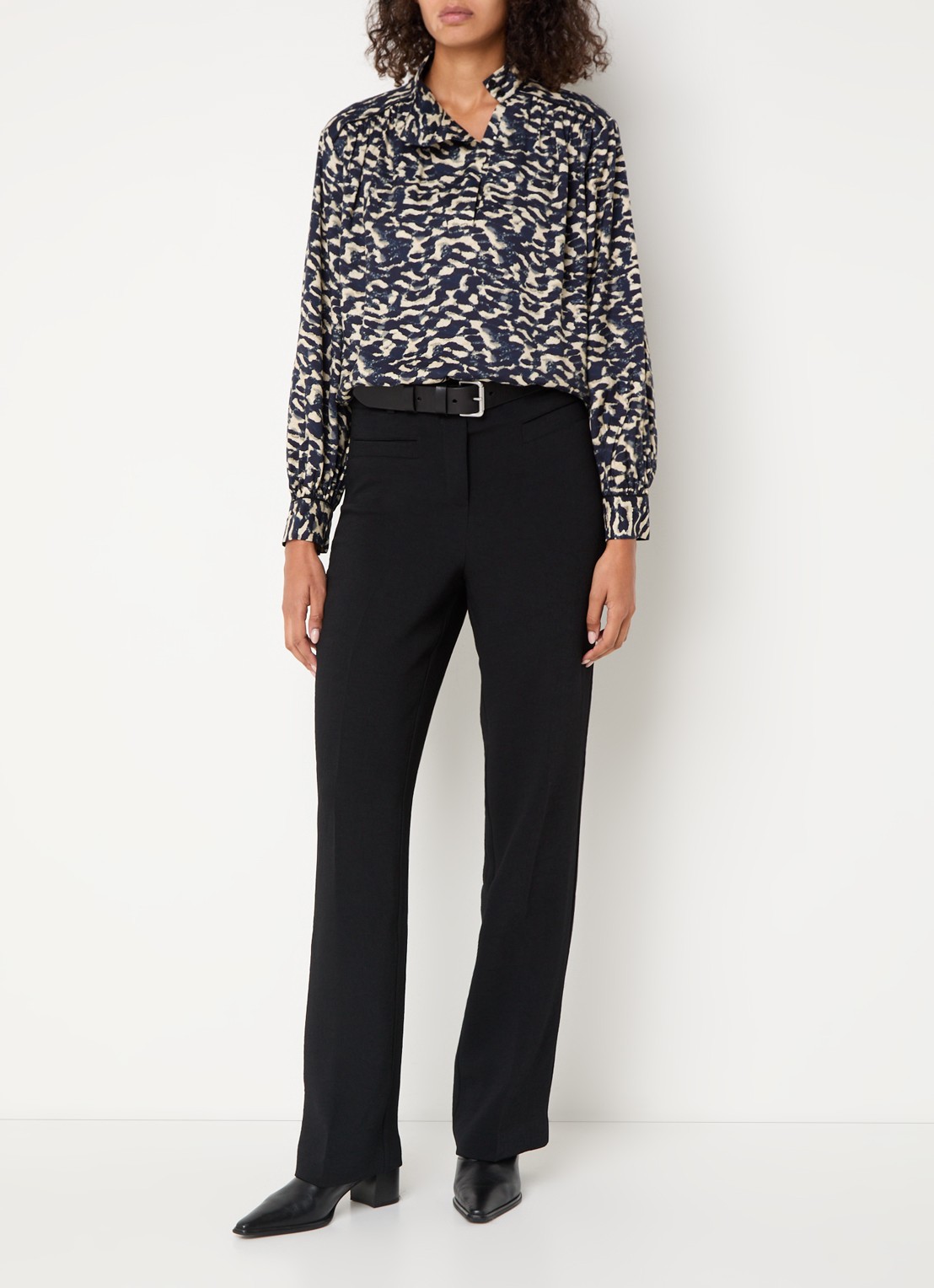 ba&sh Alejandro tuniek met print - voorkant 2 donkerblauw