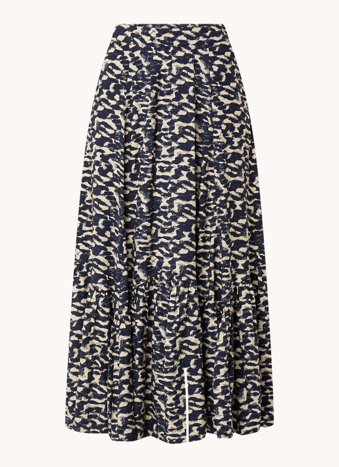 ba&sh Alexa midi rok met print - voorkant donkerblauw
