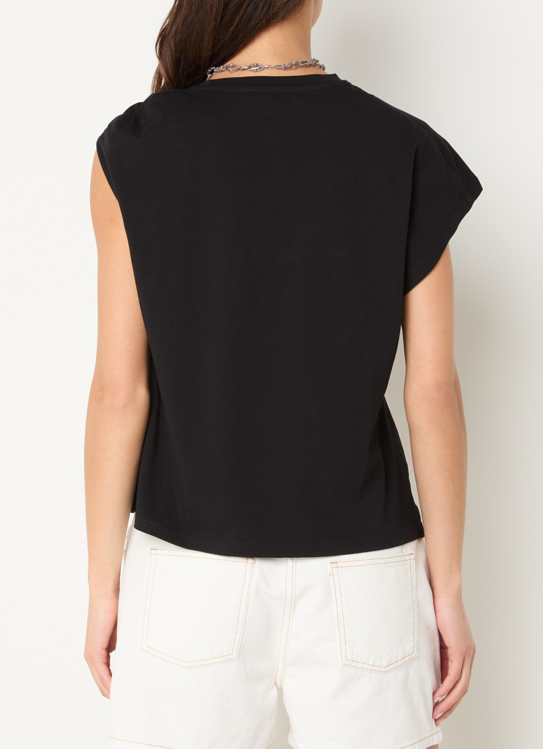 ba&sh Allia T-shirt met asymmetrische hals - achterkant 2 zwart