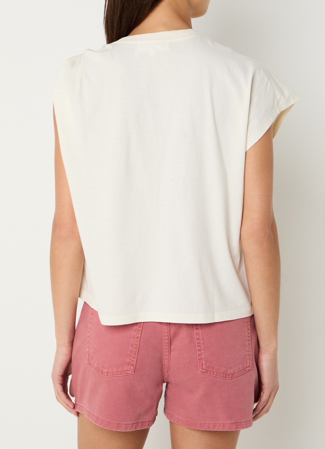 ba&sh Allia T-shirt met asymmetrische hals - achterkant gebroken wit