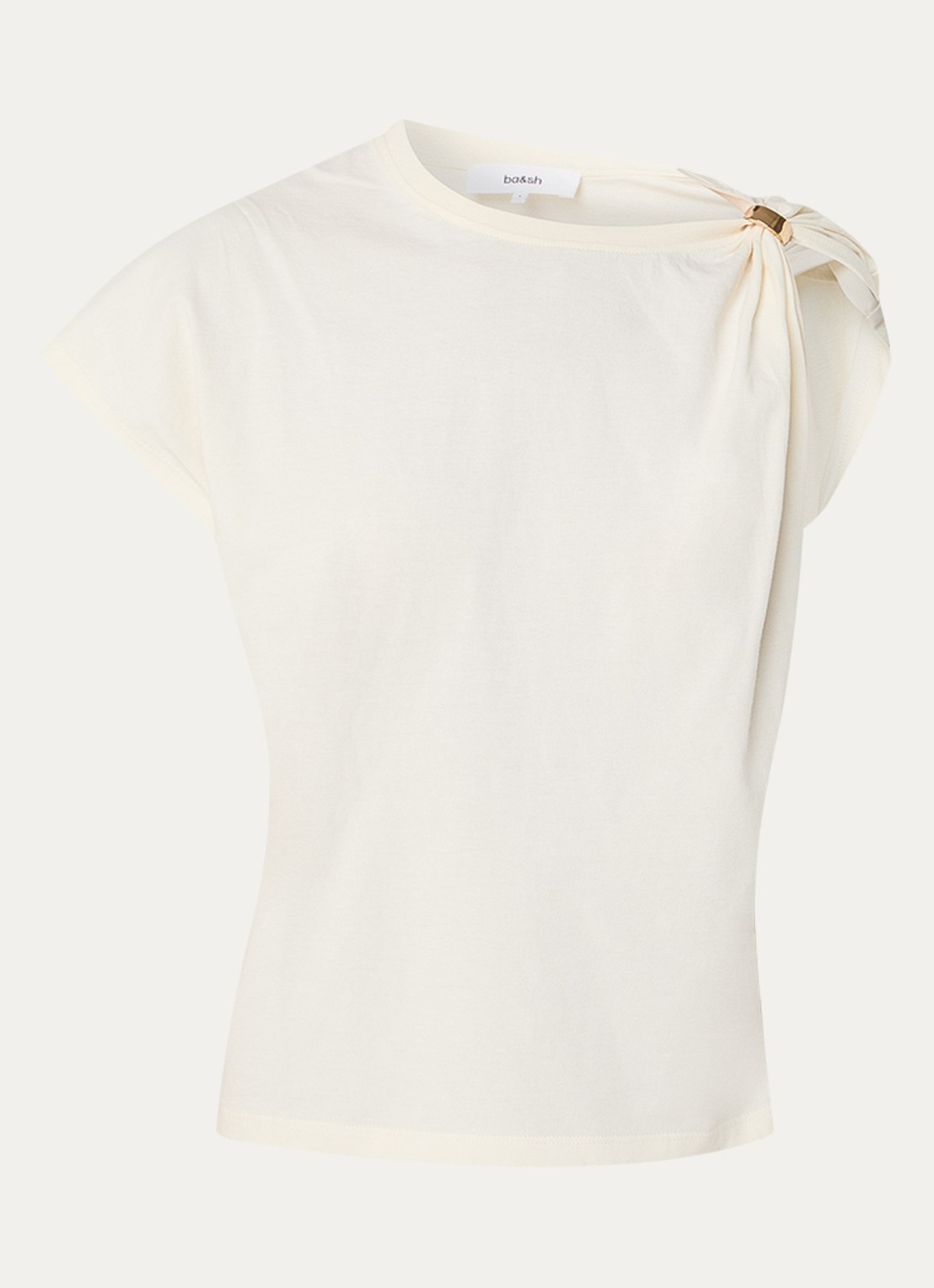 ba&sh Allia T-shirt met asymmetrische hals - voorkant 2 gebroken wit