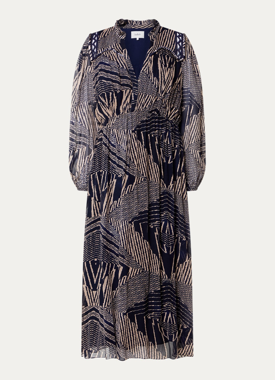 ba&sh Antal midi tuniek jurk met V-hals en print - voorkant 4 donkerblauw