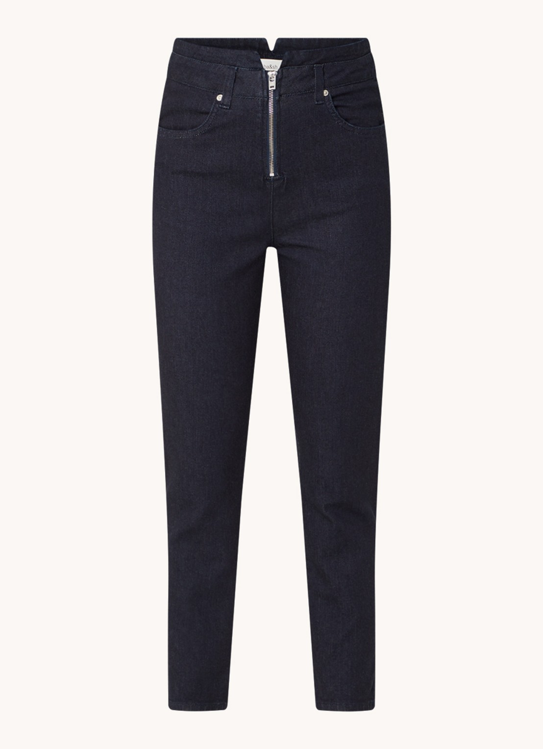 ba&sh Anzo high waist slim fit cropped jeans met donkere wassing - voorkant 3 indigo
