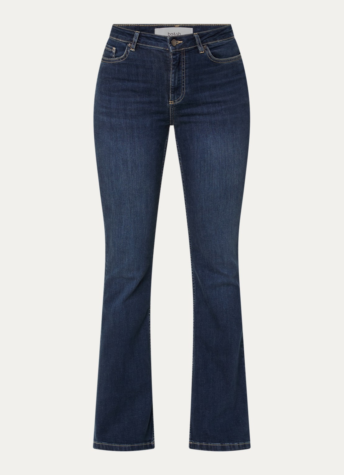 ba&sh Aommie mid waist flared jeans met donkere wassing - voorkant 4 indigo