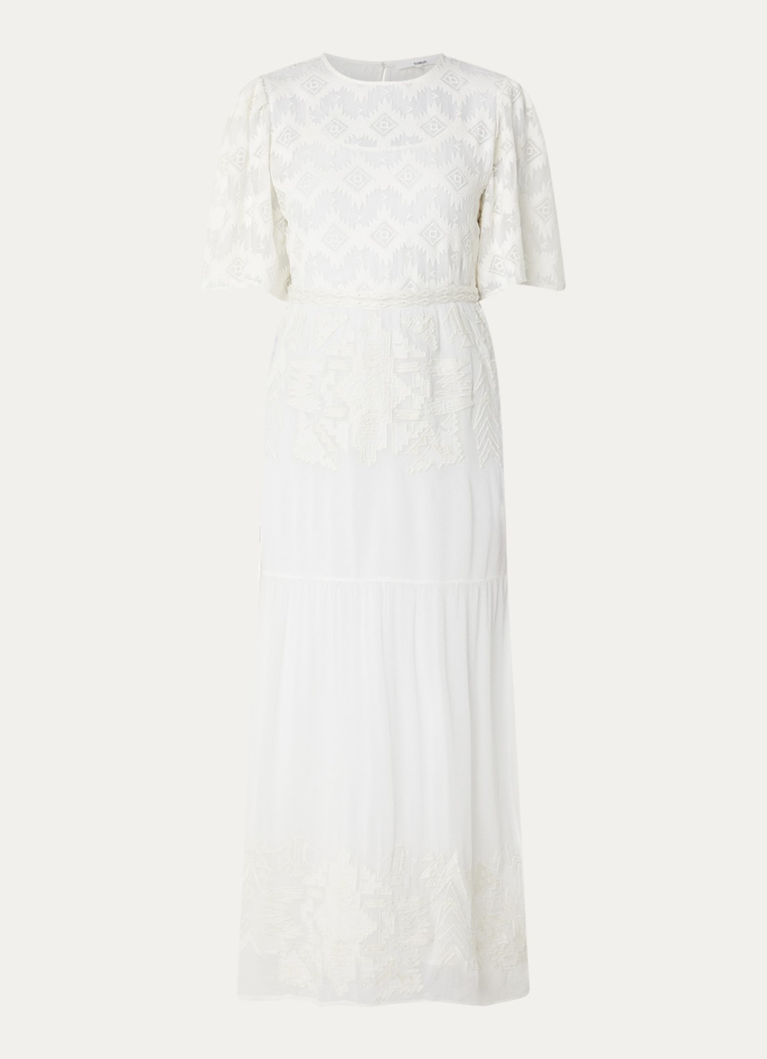 ba&sh Aphrodite maxi jurk met borduring - voorkant 2 wit