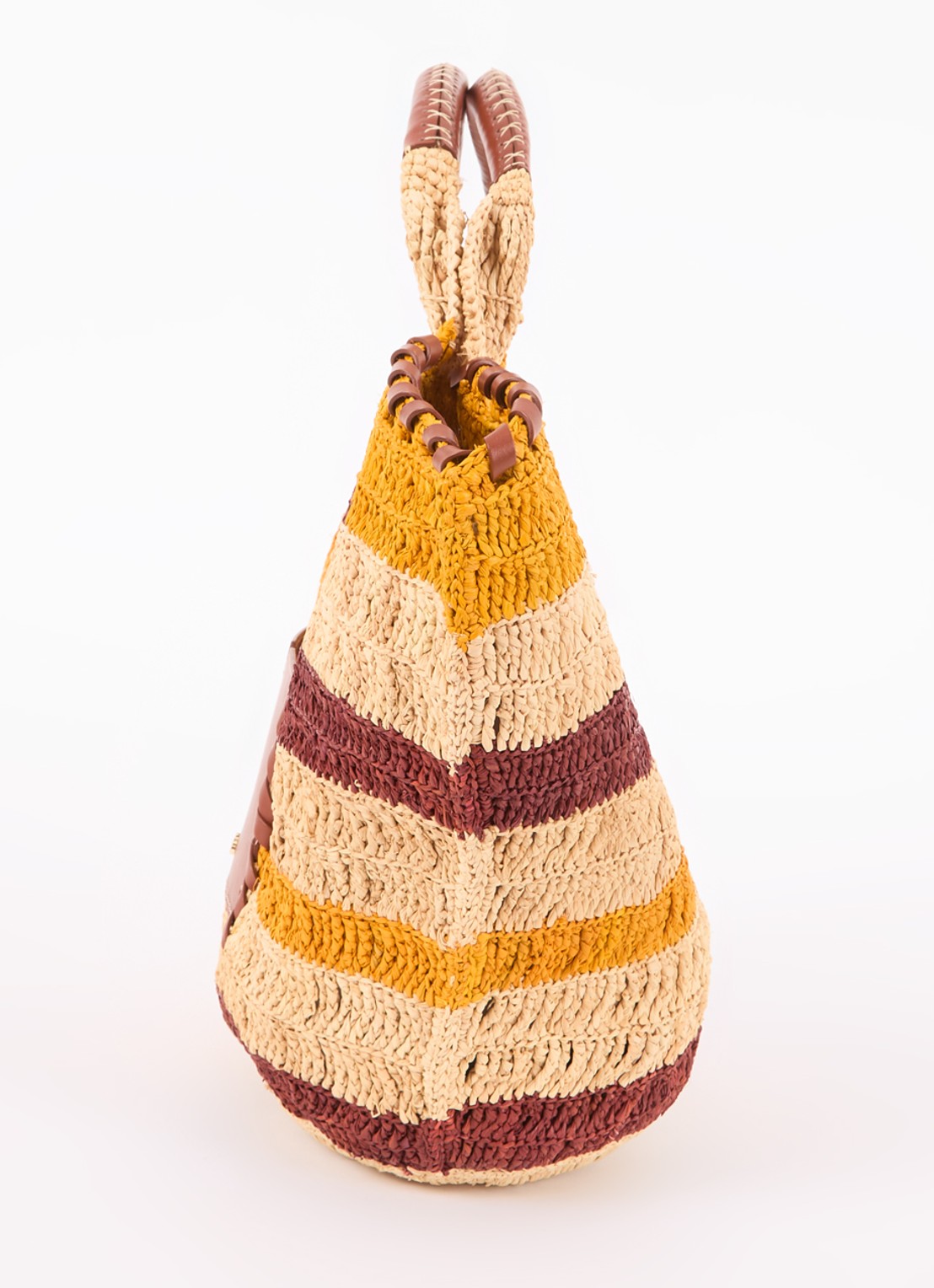 ba&sh Ara handtas van raffia  - detail 3 camel