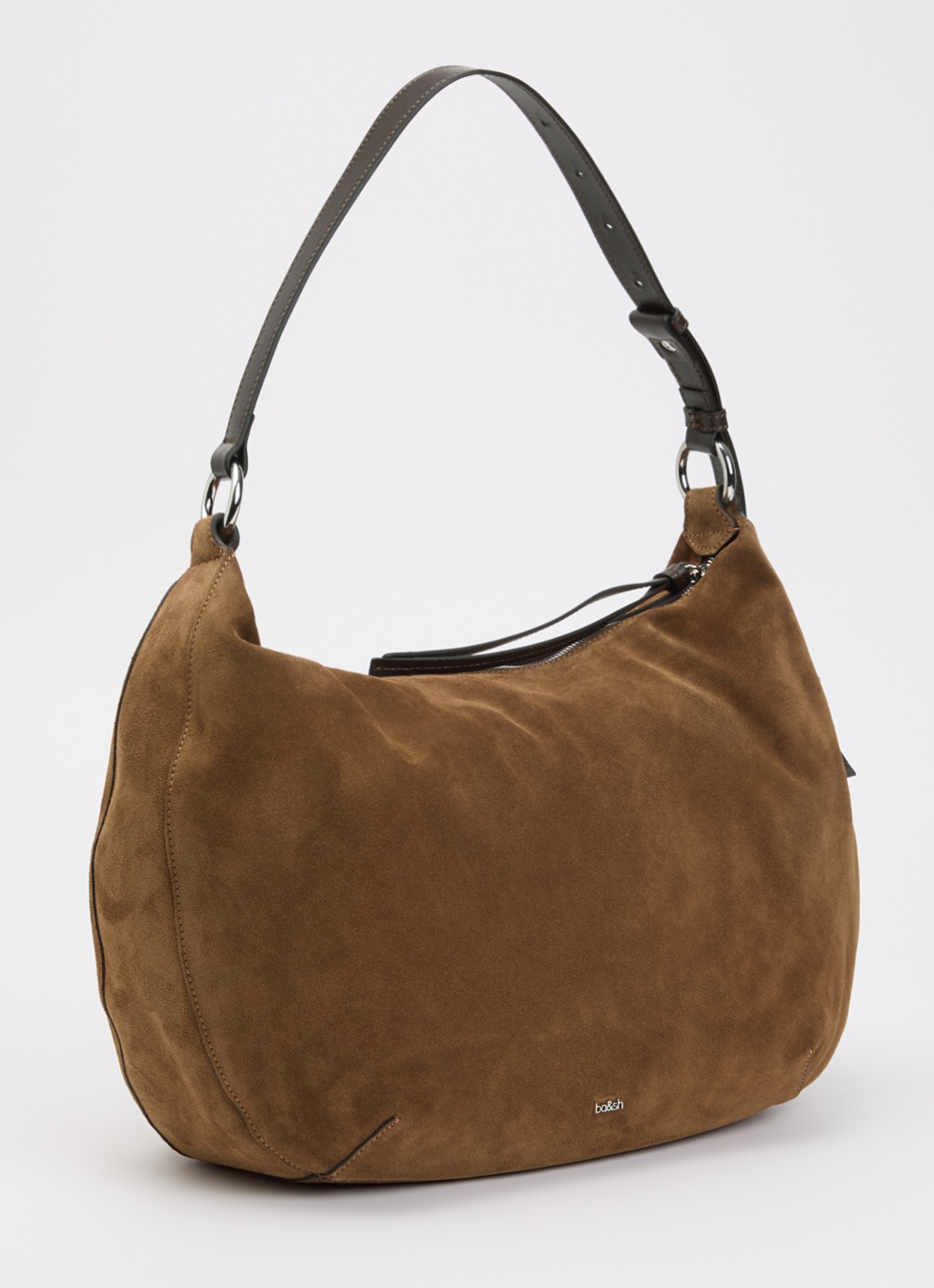 ba&sh Arya M crossbodytas van suède - achterkant bruin