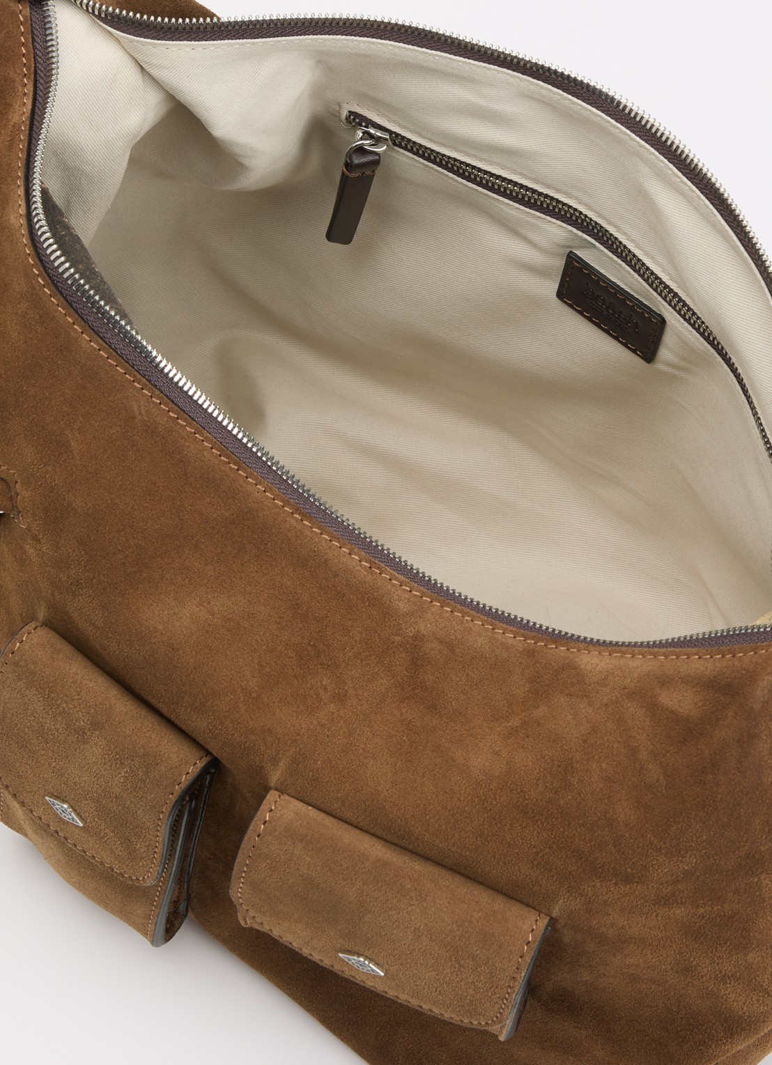 ba&sh Arya M crossbodytas van suède - detail 2 bruin