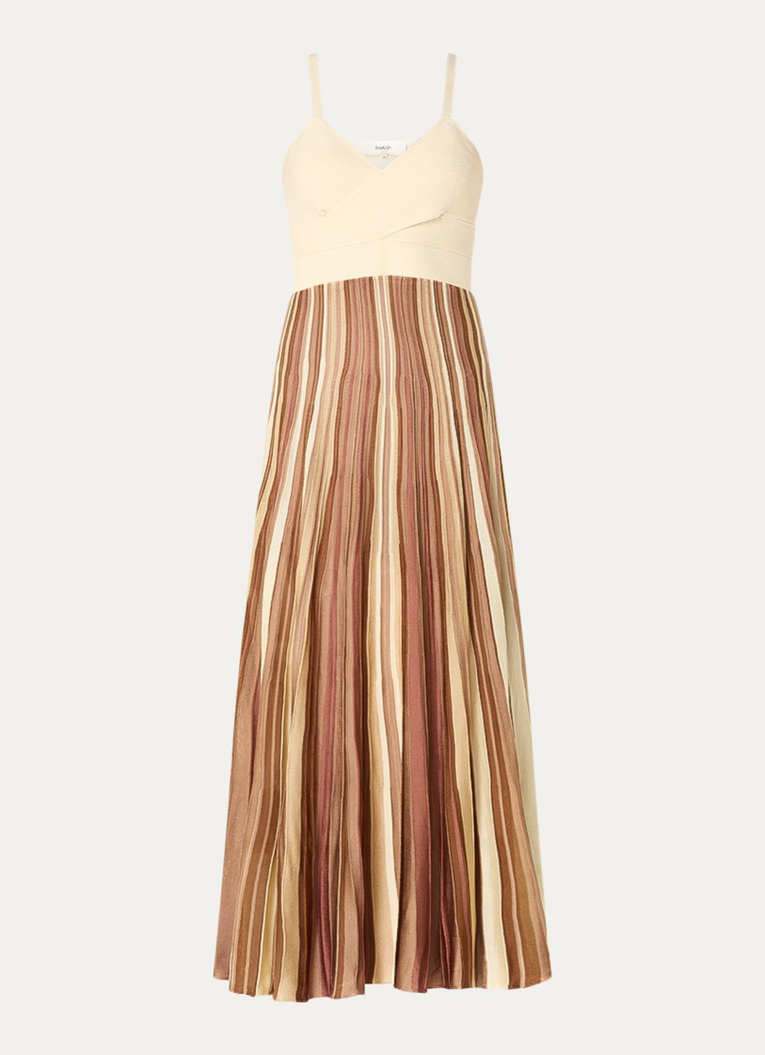 ba&sh Atia maxi jurk met streepprint - voorkant 3 bruin