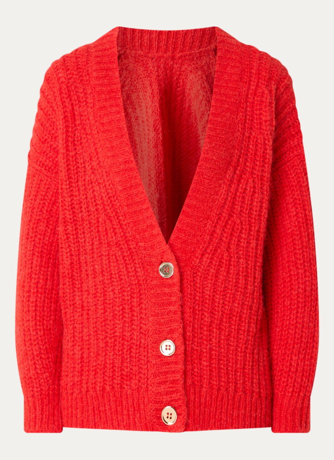 ba&sh Baba grofgebreid vest in alpaca wolblend - voorkant 2 rood