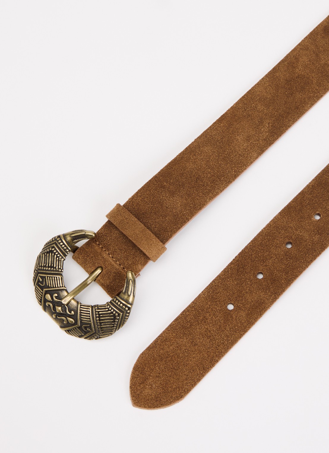 ba&sh Bandy riem van suède - detail cognac