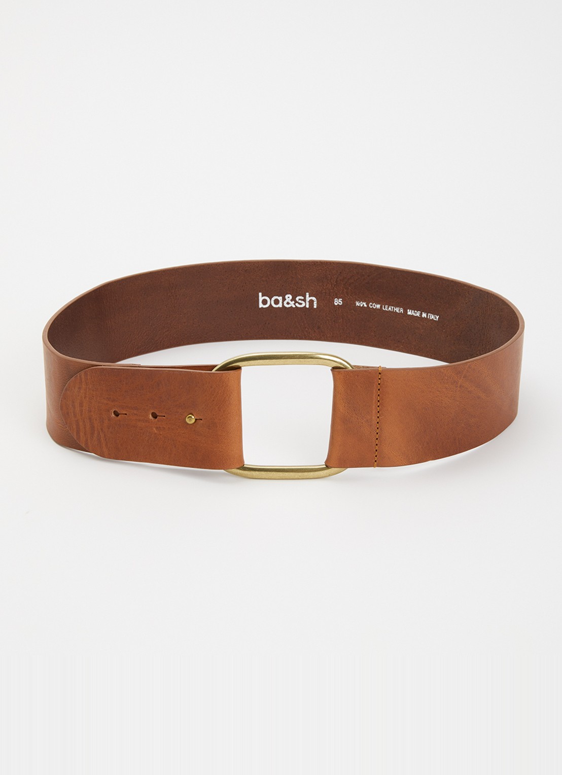 ba&sh Banel riem van leer - voorkant roestbruin