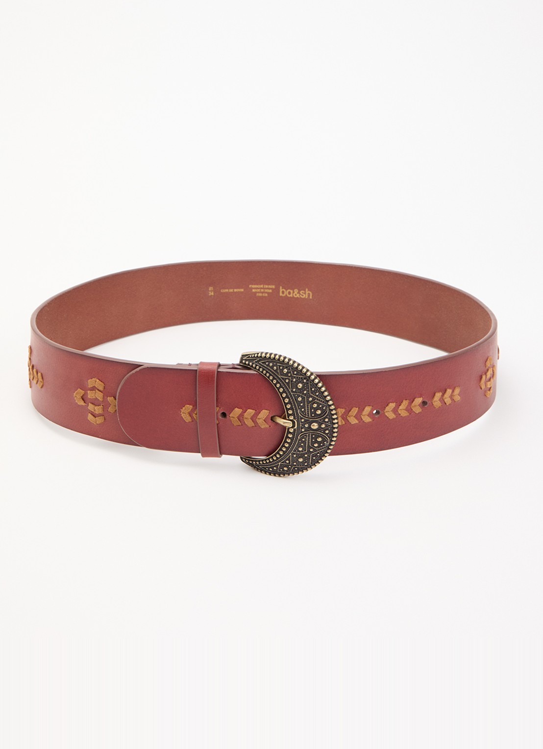 ba&sh Banha riem van leer met suède details  - voorkant roodbruin