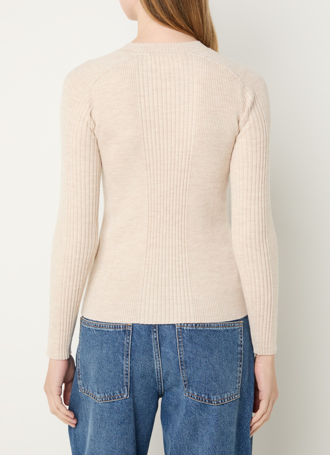 ba&sh Banny ribgebreide trui in wolblend - achterkant 3 beige