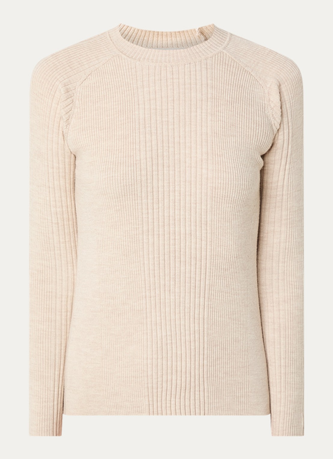 ba&sh Banny ribgebreide trui in wolblend - voorkant beige