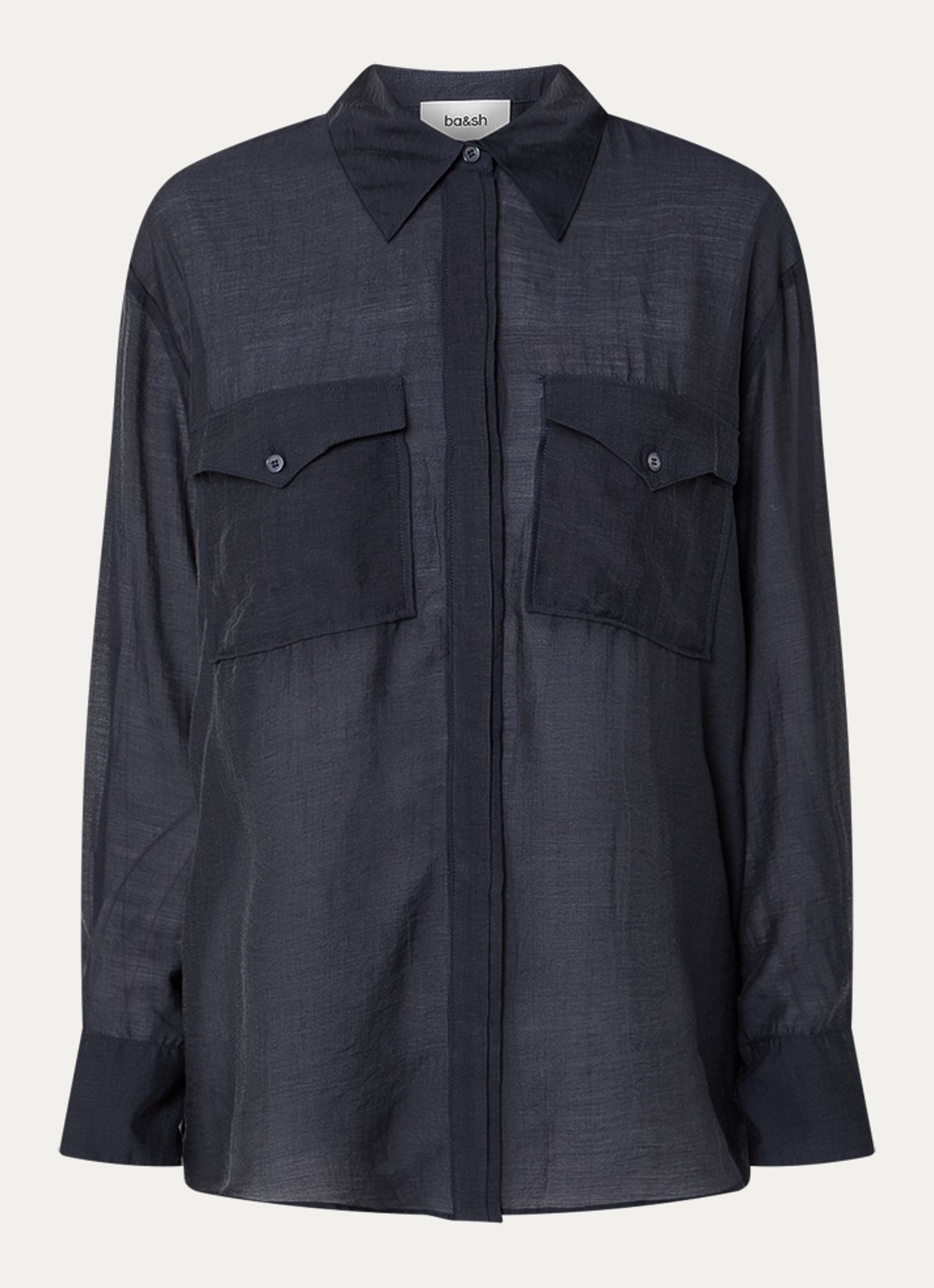 ba&sh Bao semi-transparante blouse met klepzakken - voorkant donkerblauw