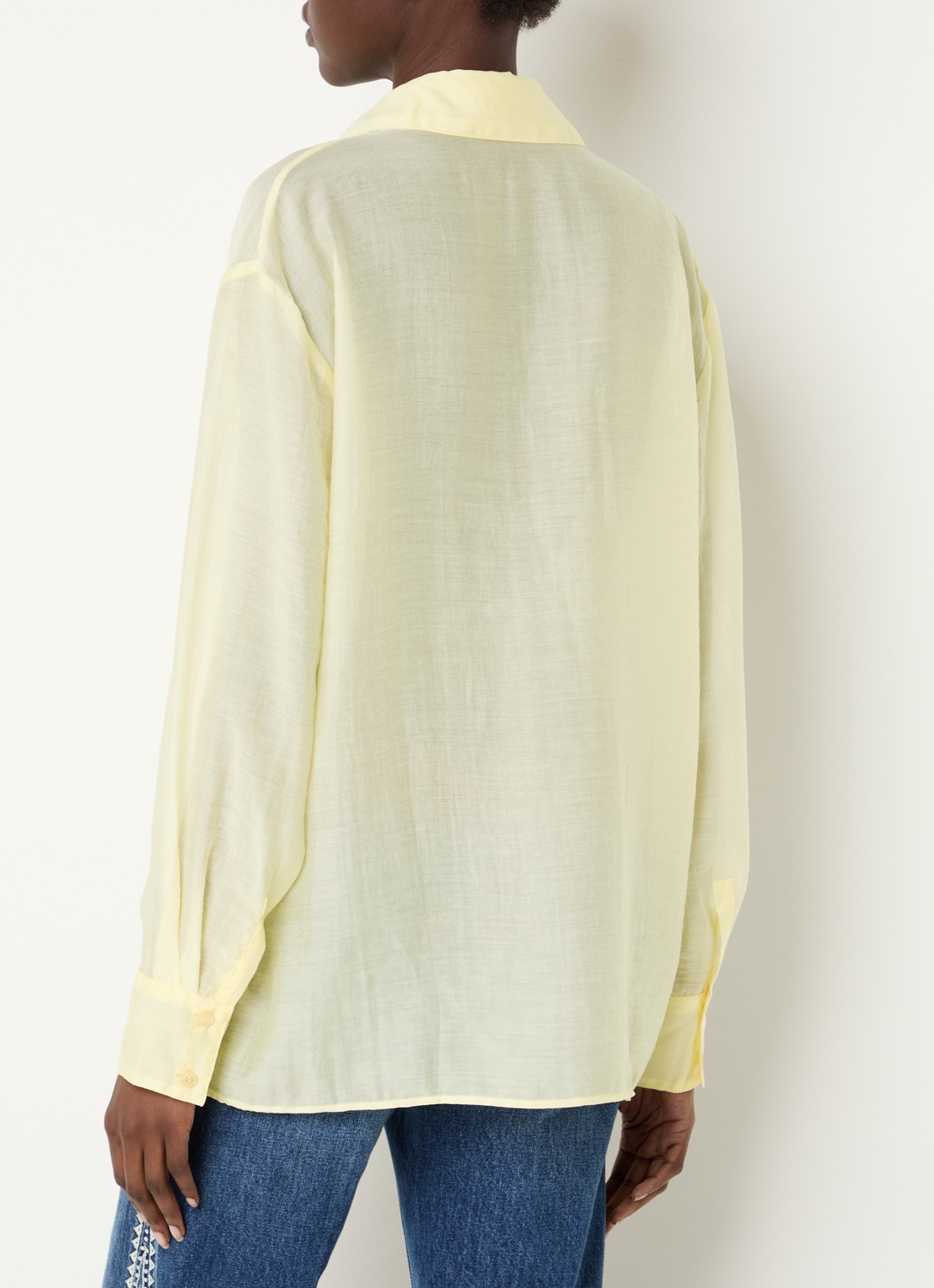 ba&sh Bao semi-transparante blouse met klepzakken - achterkant 4 lichtgeel