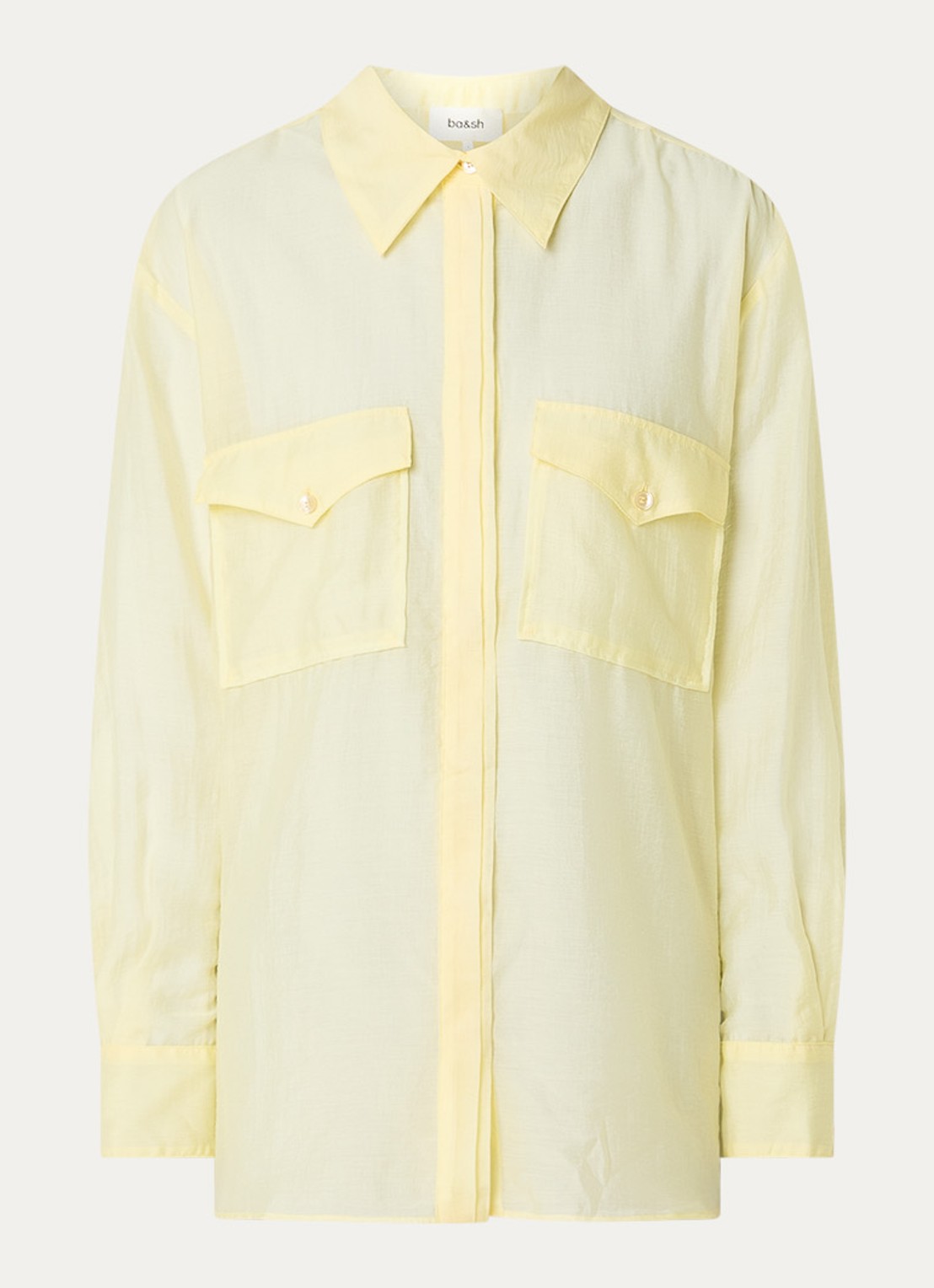 ba&sh Bao semi-transparante blouse met klepzakken - voorkant lichtgeel