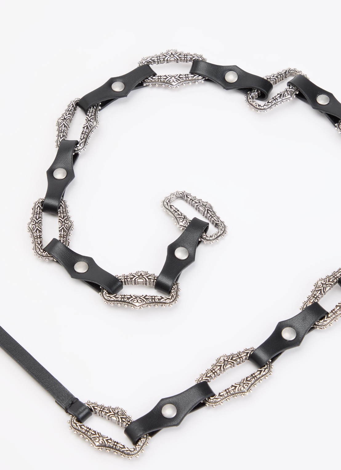 ba&sh Baptiste schakelriem met leren details - detail zwart