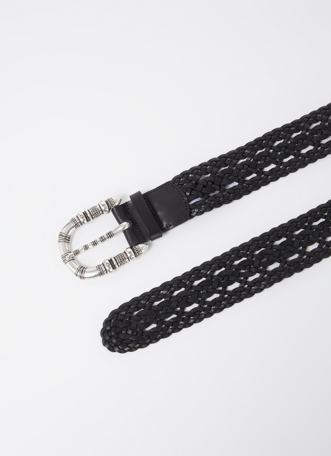 ba&sh Barbara gevlochten riem van leer - detail zwart