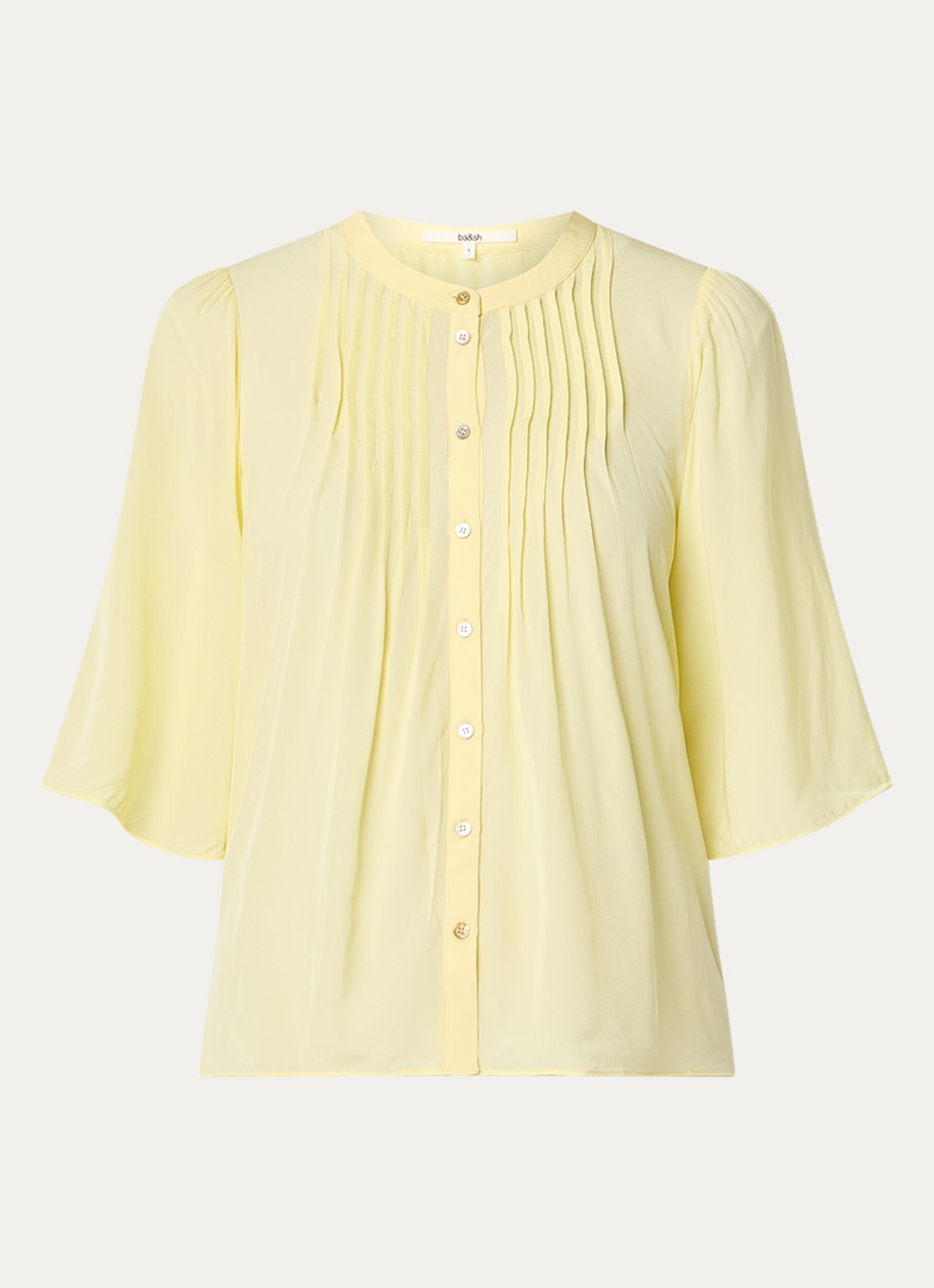 ba&sh Barna blouse met plooidetail - voorkant 2 lichtgeel