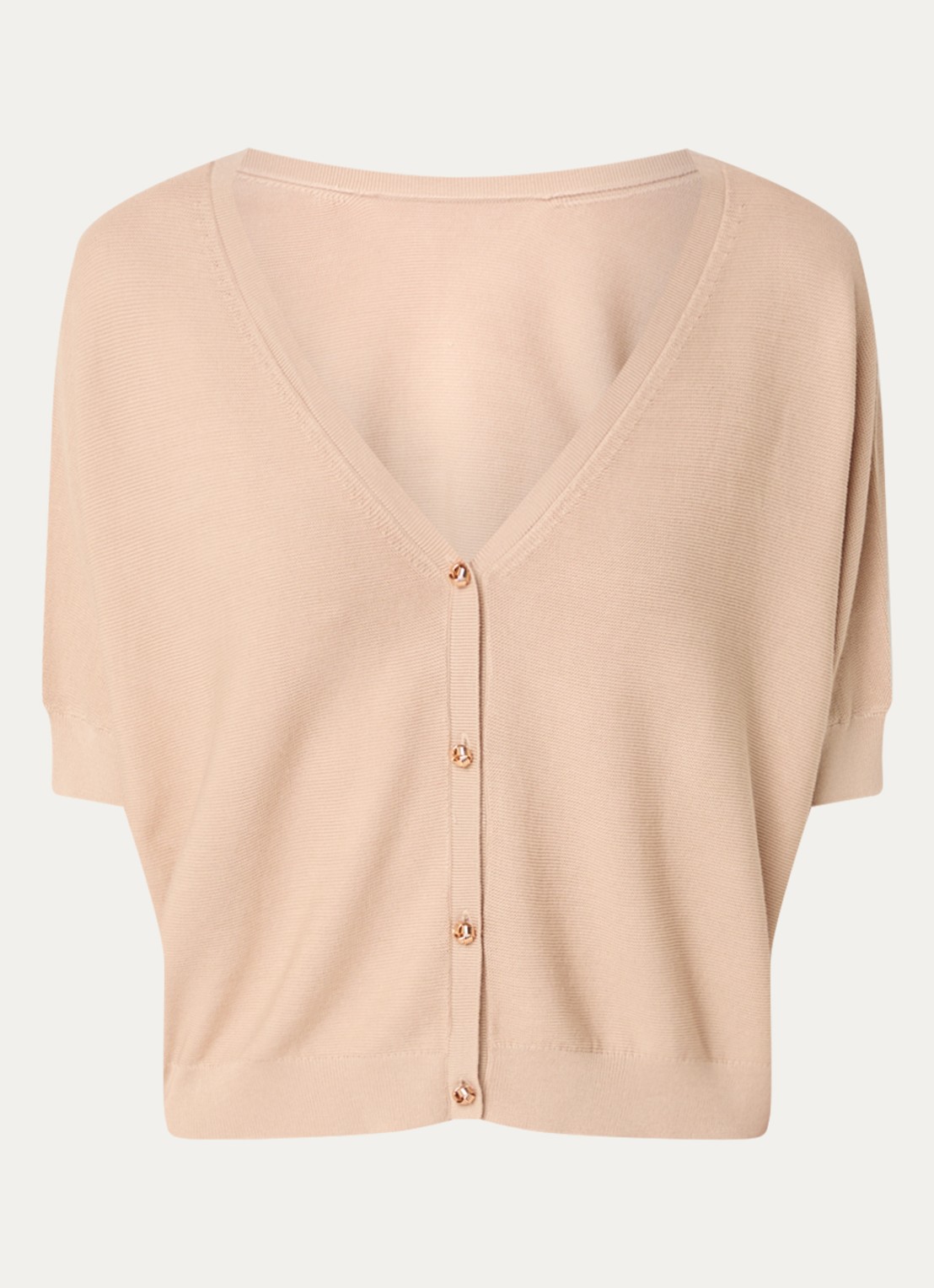 ba&sh Basem fijngebreid vest met V-hals - voorkant 3 beige